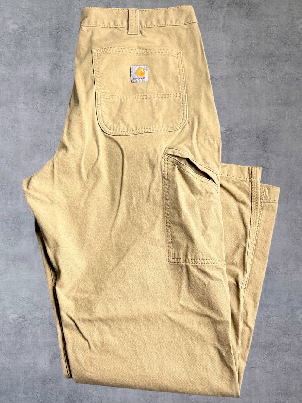 Carhartt Rugged Flex Canvas Work Pants Mens 38x32 Tan Relaxed MEASURES 37x31